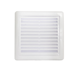Securlec white louvred ducting grille, rear angle showing the multi fit spigot