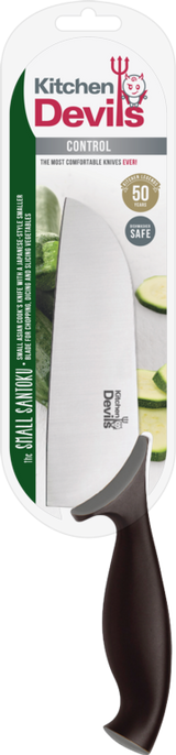 Kitchen Devils Control Small Asian Cook's Knife with Santoku-style blade and ergonomic handle