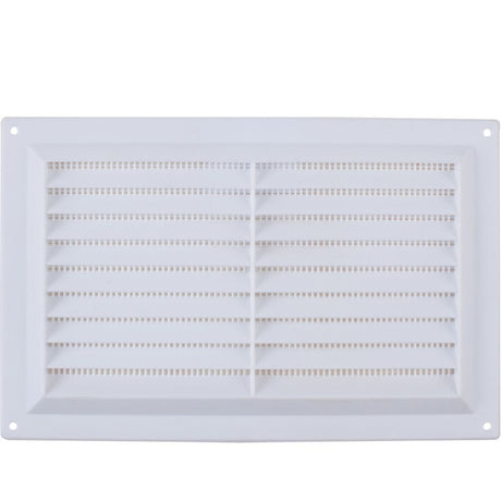 White louvre vent 229 x 152mm with flyscreen for airbrick and plaster vent openings