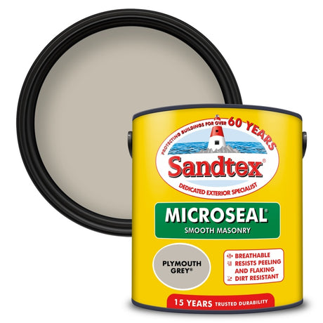 Sandtex Smooth Masonry Paint tin, Plymouth Grey, 2.5L