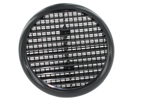 Securit circular louvred vent 165mm in black, full round profile studio photo