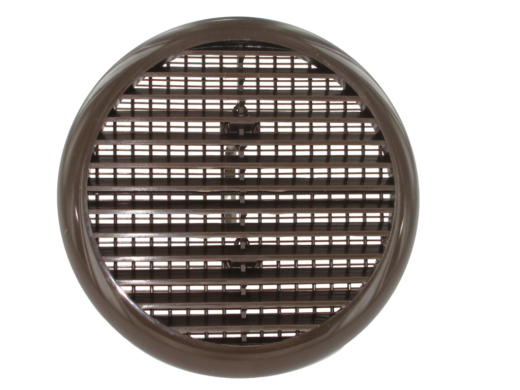 Securit circular louvred vent 165mm in brown, full round profile studio photo