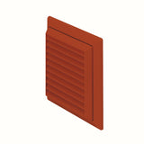 Terracotta louvred external ducting grille terminal with angled slats, wall mounted