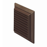 100mm brown fixed louvre grille for round or square ducting, rear spigot view