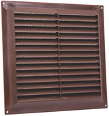 Brown fixed louvre vent with flyscreen, 229mm x 229mm aperture size