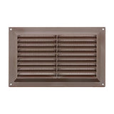 Brown louvre vent with flyscreen, 9 x 6 inch, plastic vent cover product photo