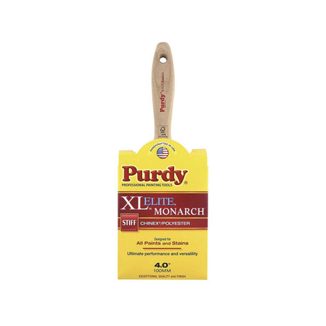 Purdy Monarch XL Elite 4 inch synthetic paint brush with beavertail hardwood handle and stainless steel ferrule