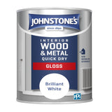 Johnstone's Quick Dry Gloss Brilliant White 750ml paint tin