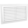 Securit 9x6 inch white plastic louvre vent shown straight on with angled slats and removable flyscreen