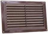 Brown fixed louvre vent with flyscreen, 229mm x 152mm aperture size