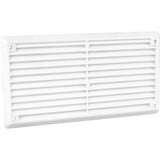 White plastic louvre vent 6 x 3 inch with fixed flyscreen, gloss finish front view
