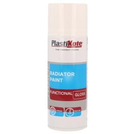 PlastiKote gloss white radiator spray paint aerosol tin, 400ml