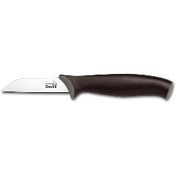 Kitchen Devils Paring Knife with black ergonomic finger-stop handle and stainless steel blade