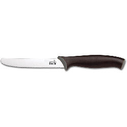 Kitchen Devils Control Multi Purpose Knife with black ergonomic finger-stop handle and serrated stainless steel blade