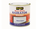 Rustins quick dry radiator enamel gloss white paint tin, 250ml