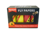 Rentokil Fly Papers four pack, non-insecticidal sticky fly trap packaging