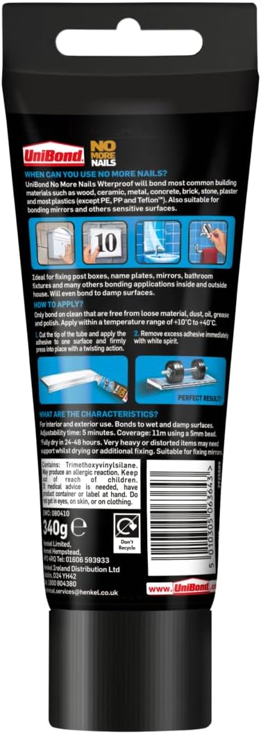UniBond No More Nails Waterproof Tube - 340g