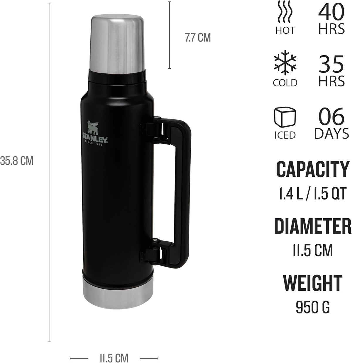 STANLEY Legendary Classic Bottle | Black | 1.4L