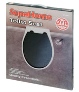 SupaHome black plastic toilet seat with adjustable plastic fittings