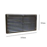 Size chart diagram for a brown 6 x 3 inch louvre vent showing overall and aperture dimensions