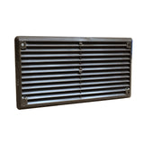Brown 6 x 3 inch plastic louvre air vent grille with fixed flyscreen mesh visible behind the slats