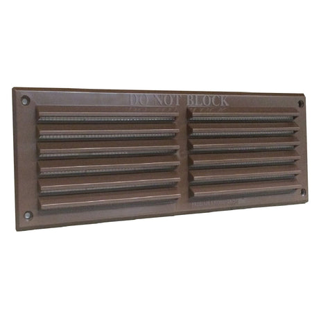 Brown 9 x 3 inch plastic louvre air vent grille with flyscreen cover for an airbrick opening