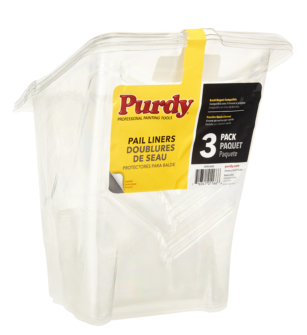 Purdy Pail Liners shown at an angle displaying the flexible plastic fit