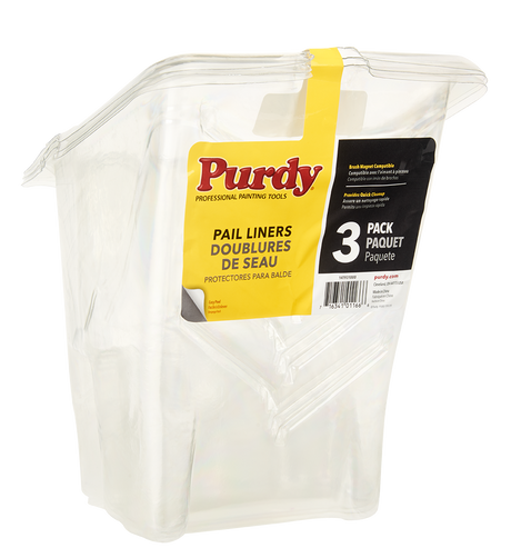 Purdy Pail Liners shown at an angle displaying the flexible plastic fit