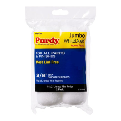 Purdy White Dove Jumbo mini roller sleeve 6.5 inch shown standing upright on white background