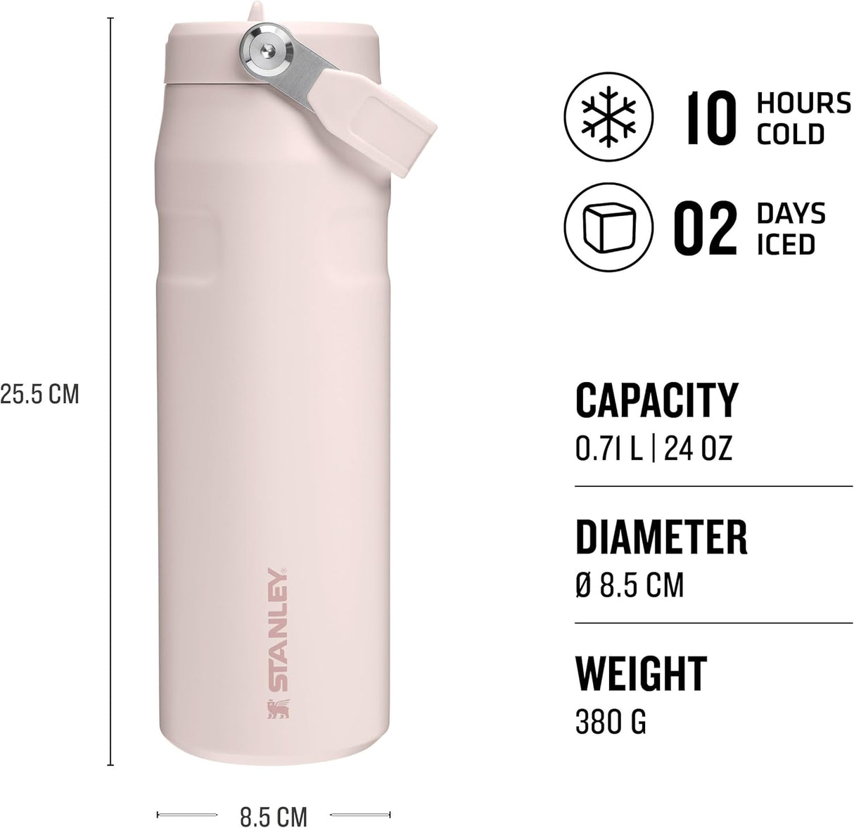 STANLEY Cup IceFlow™ Bottle Flip Straw 2.0 Rose Quartz| 0.7L