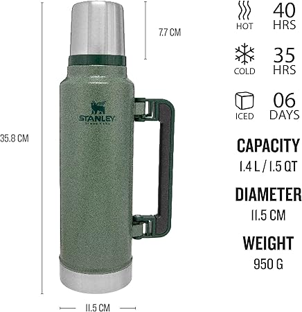 STANLEY Legendary Classic Bottle | Hammer tone green | 1.4L