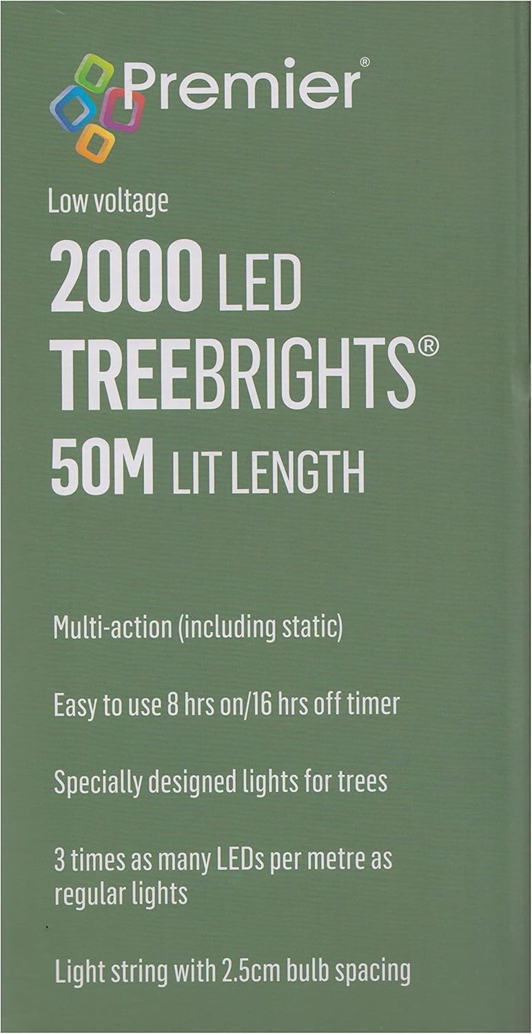 Premier 2000 LED Multi Action Treebrights With Timer - Vintage Gold/Green Cable