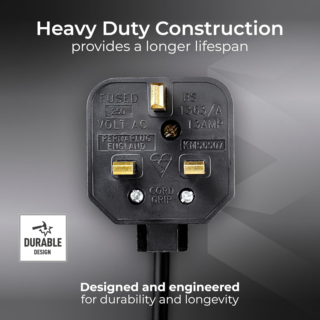 Masterplug Heavy Duty Plug - 13 Amp Black
