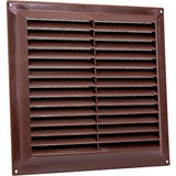 Brown louvre vent with flyscreen, 9 x 9 inch, plastic vent cover product photo