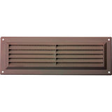 Brown 9 x 3 inch louvre vent additional product view showing flyscreen mesh detail