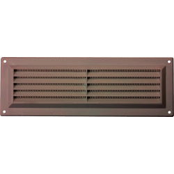 Brown 9 x 3 inch louvre vent additional product view showing flyscreen mesh detail