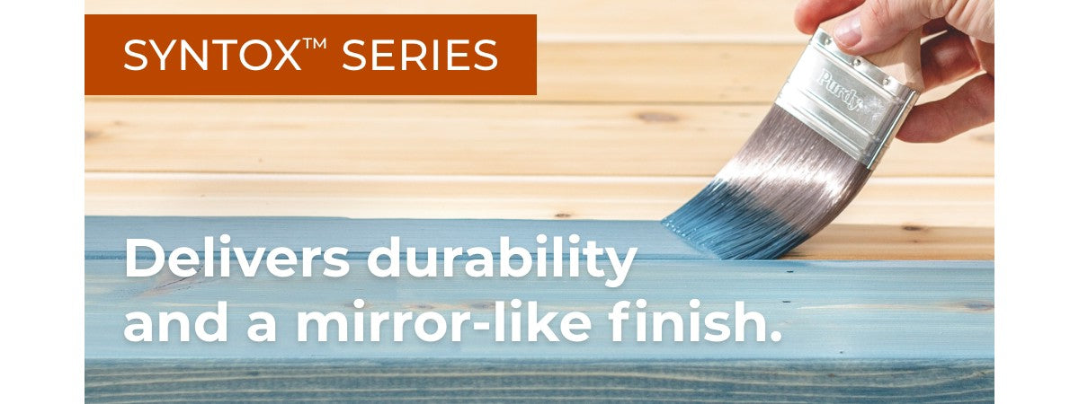 Purdy Syntox brush being used on trim and mouldings