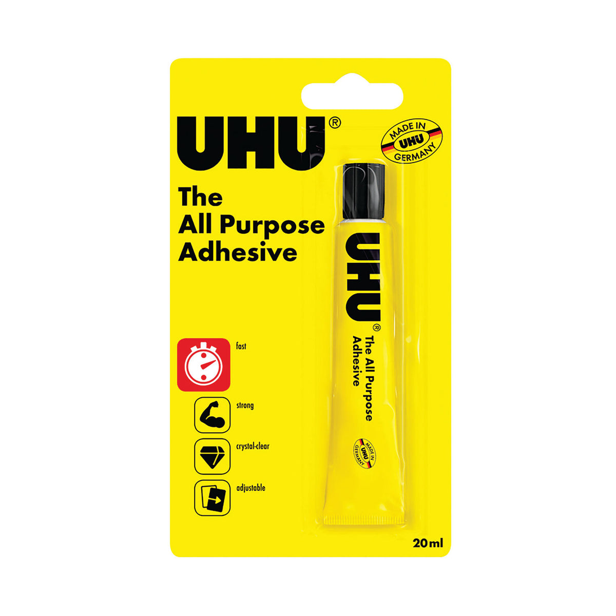 UHU All Purpose Adhesive 20ml tube in blister card packaging