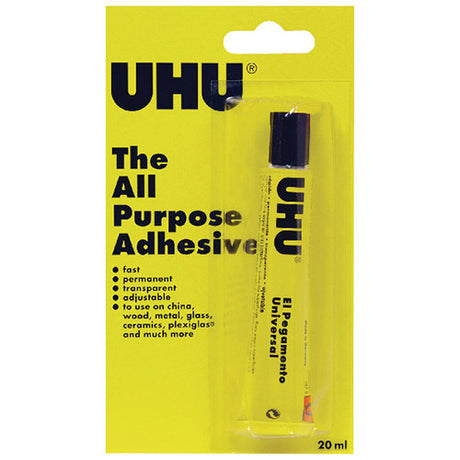 UHU All Purpose Adhesive 20ml blister pack retail packaging