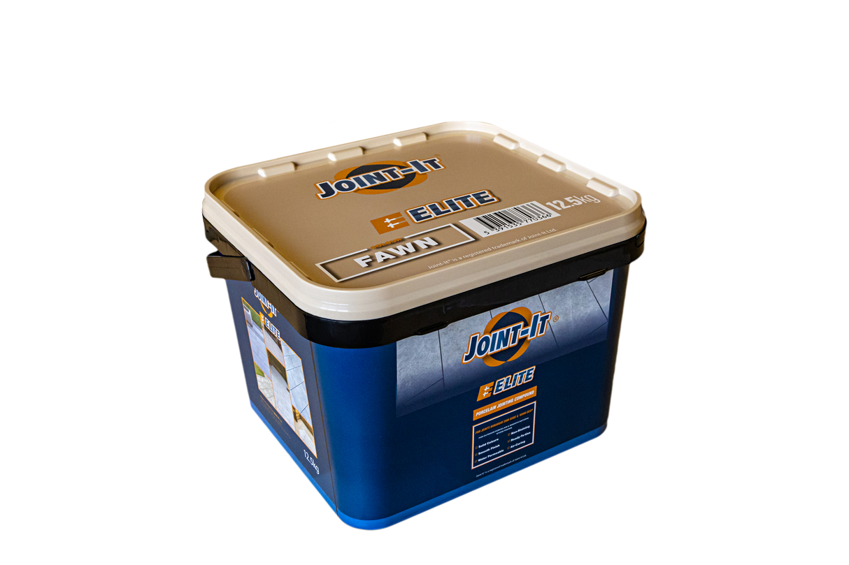 Joint-It Elite Fawn jointing compound tub, angled packaging shot
