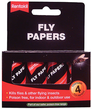 Rentokil Fly Papers four pack, FF40 sticky fly trap packaging