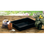 Garland Chieftain Garden Tray in black plastic, 64.5 x 49.5cm with a 12cm depth and 28 litre capacity, a deep seed tray with a reinforced rim for garden, greenhouse and workshop use.