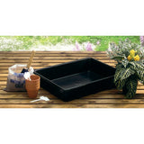 Garland Chieftain Garden Tray in black plastic, 64.5 x 49.5cm with a 12cm depth and 28 litre capacity, a deep seed tray with a reinforced rim for garden, greenhouse and workshop use.