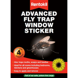 Rentokil Advanced Fly Trap window sticker applied to glass catching flies indoors
