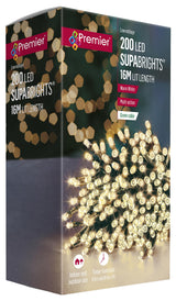 Premier 200 LED Multi Action Supabrights With Timer - Warm White/Green Cable