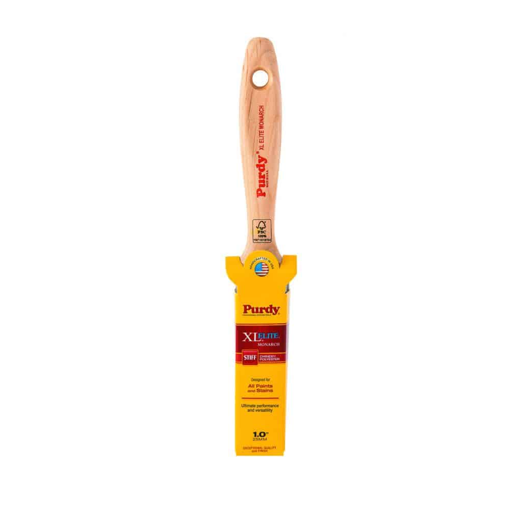 Purdy Monarch XL Elite 1 inch paint brush close up of bristles and ferrule