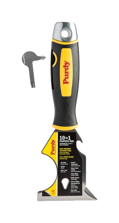 Purdy Premium 10-in-1 multi tool product shot showing the nail set hammerhead end and screwdriver tips