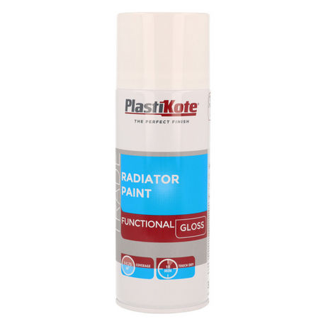 PlastiKote white gloss radiator spray paint aerosol can, 400ml