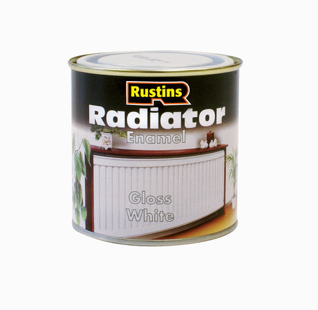 Rustins white gloss radiator paint enamel 250ml tin, alternate product photo