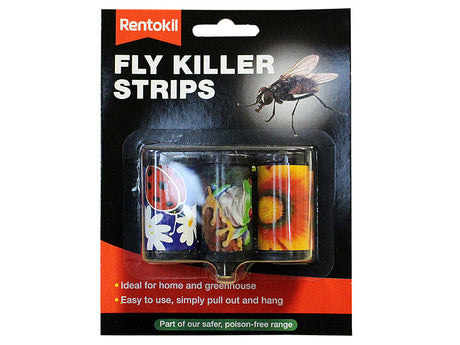 Rentokil Fly Killer Strips 3 pack box packaging for insecticide-free fly control